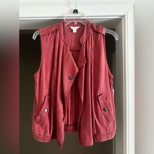 Nordstrom Sun & Shadow Drapey Denim Vest in “Brown Henna”